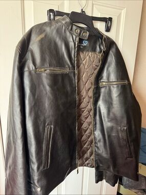 Men's Black Leatherlike Jacket by Burn Sloe